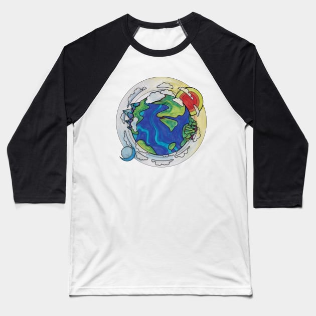 Earth Art Baseball T-Shirt by BeCreativeHere